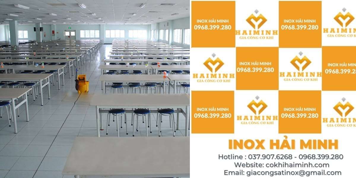 bàn ghế inox nhà ăn công nhân