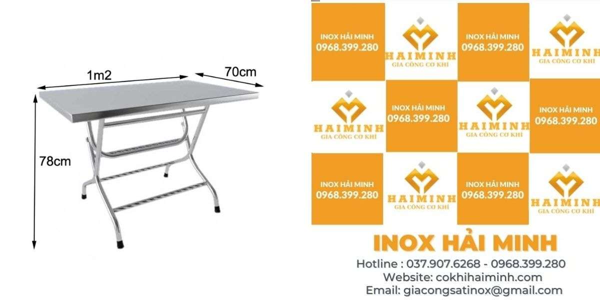 bàn xếp inox chữ nhật