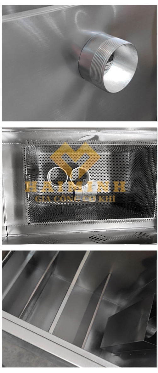 Bẫy mỡ inox 90l với các bộ phận của bể tách mỡ inox Bẫy mỡ inox 90l với các bộ phận của bể tách mỡ inox