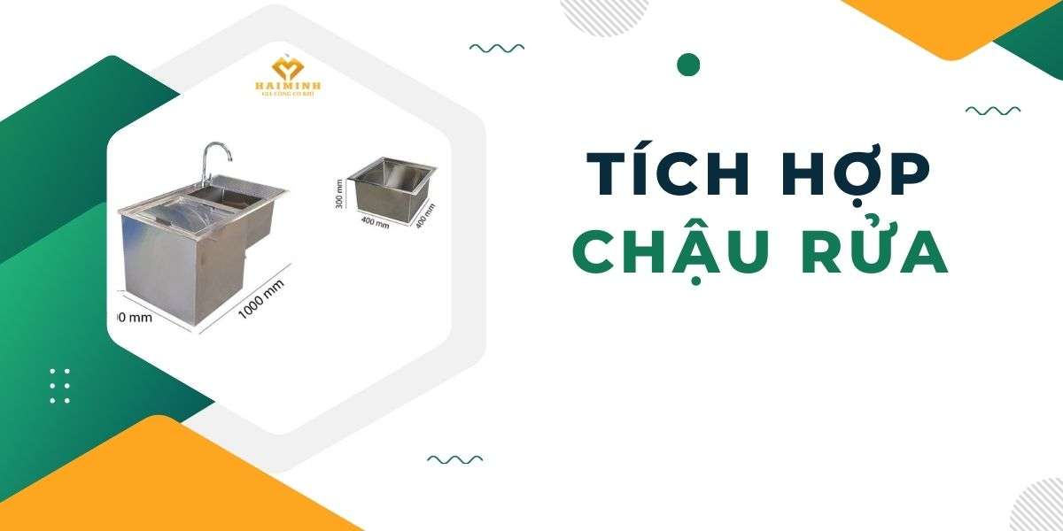 Quầy bar inox tích hợp chậu rửa tiện lợi