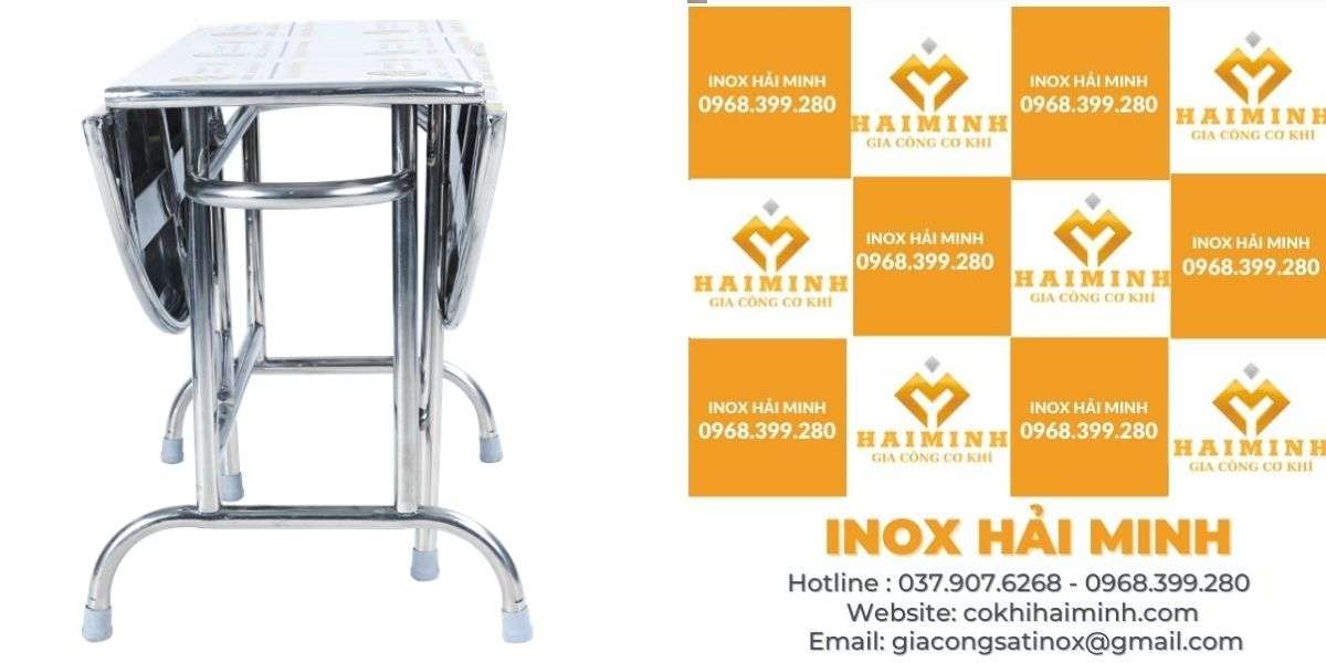 bàn tròn inox chân rời