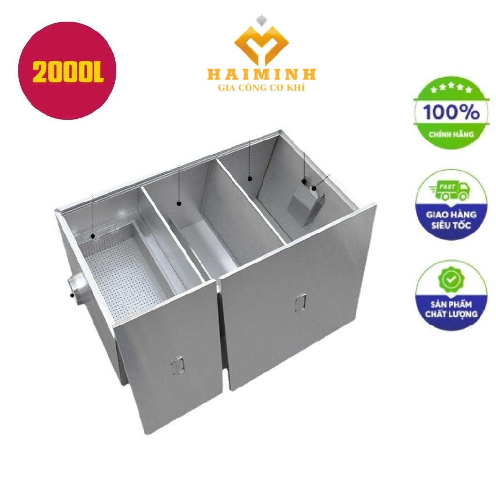 bể tách mỡ inox 2000l