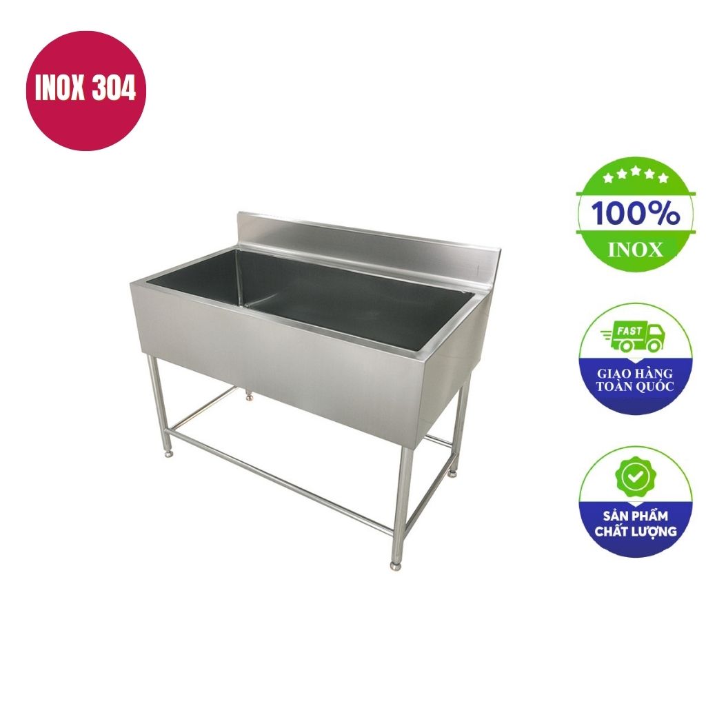 chậu rửa công nghiệp 1 hố có kệ 1600x700x800mm