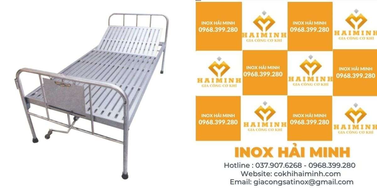 giường y tế inox 1 tay quay