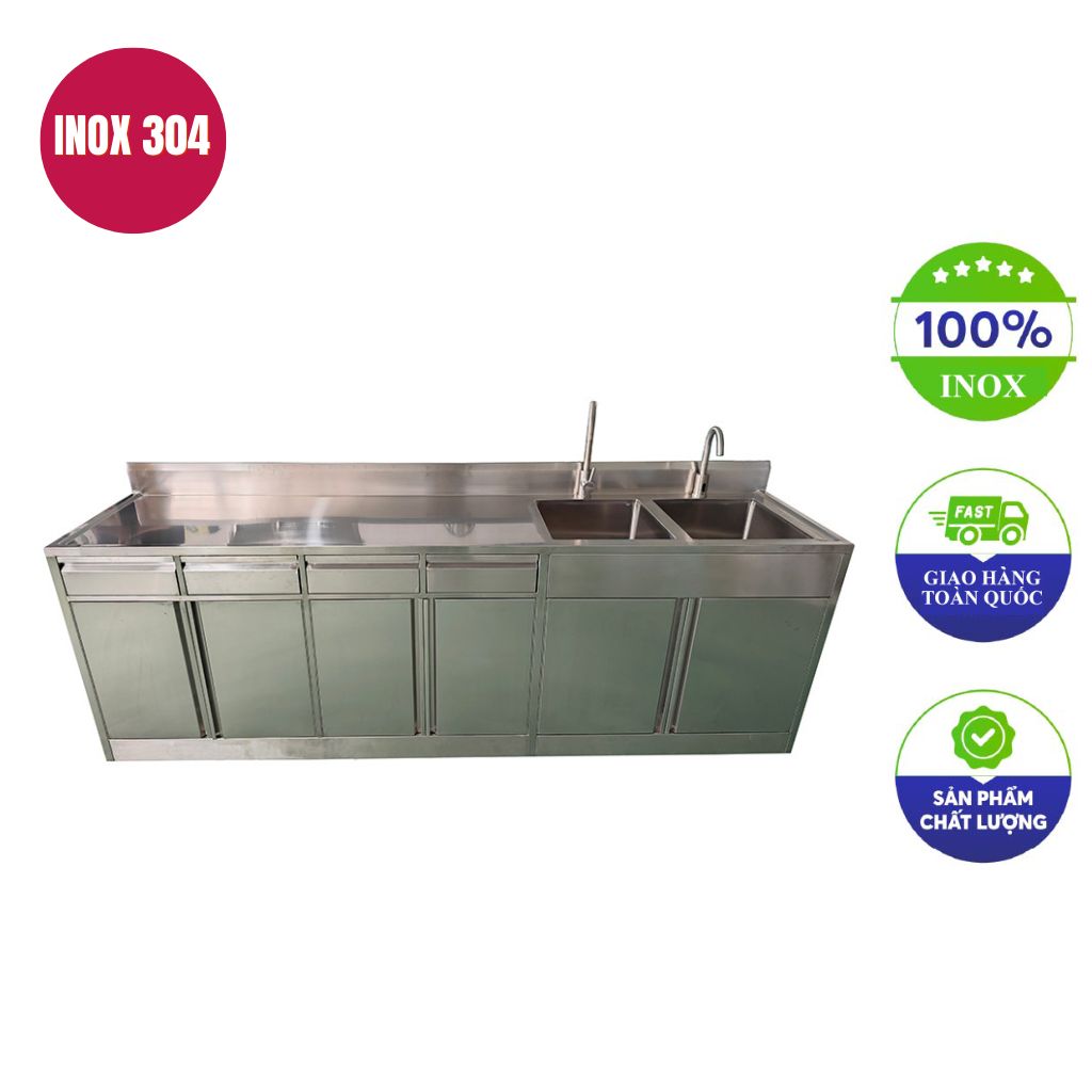 hệ quầy pha chế inox 3000x800x800mm