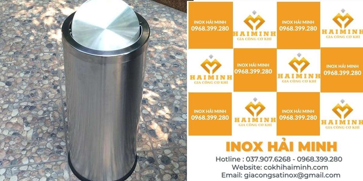 thùng rác inox nắp lật tròn