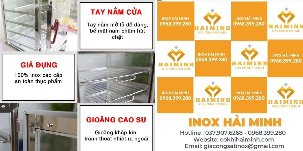 tủ hấp bánh bao 6 khay bằng điện