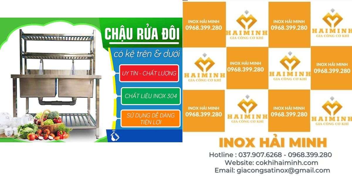 Chậu rửa đôi kèm 2 kệ trên úp chén bát