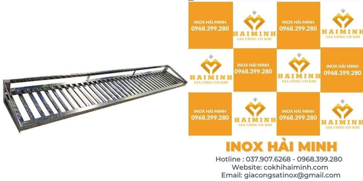 Kệ inox thiết kế với song ngang giúp khô ráo