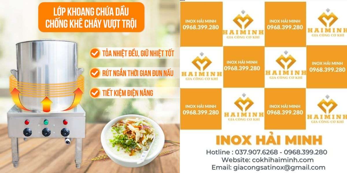 Nồi điện nấu cháo có lớp khoang chứa dầu chống khét