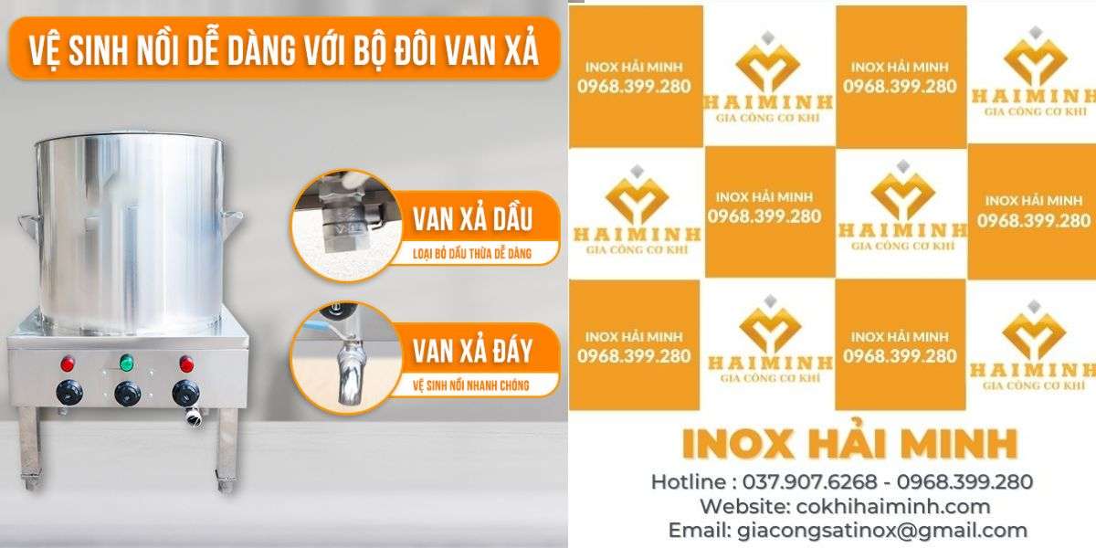 Nồi điện nấu cháo có van xả đáy dể vệ sinh