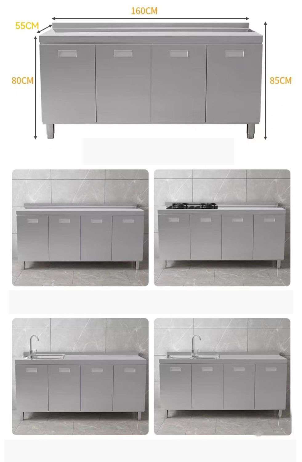 kích thước tủ bếp inox có thể tùy chỉnh theo yêu cầu