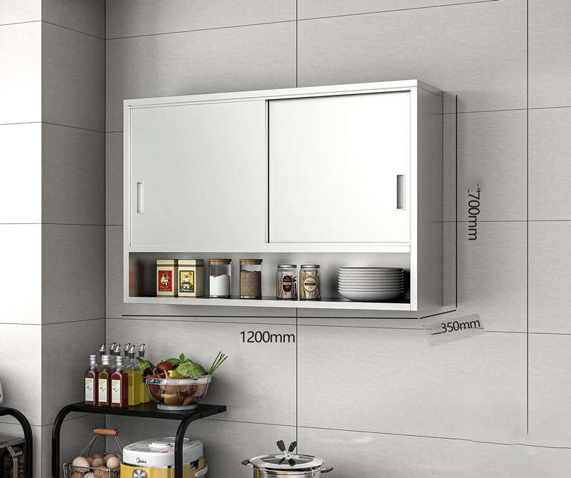 tủ bếp inox treo tường 2 cánh inox 1 kệ 1200x350x700