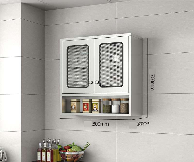 tủ bếp inox treo tường 2 cánh kính 1 kệ 800x300x700