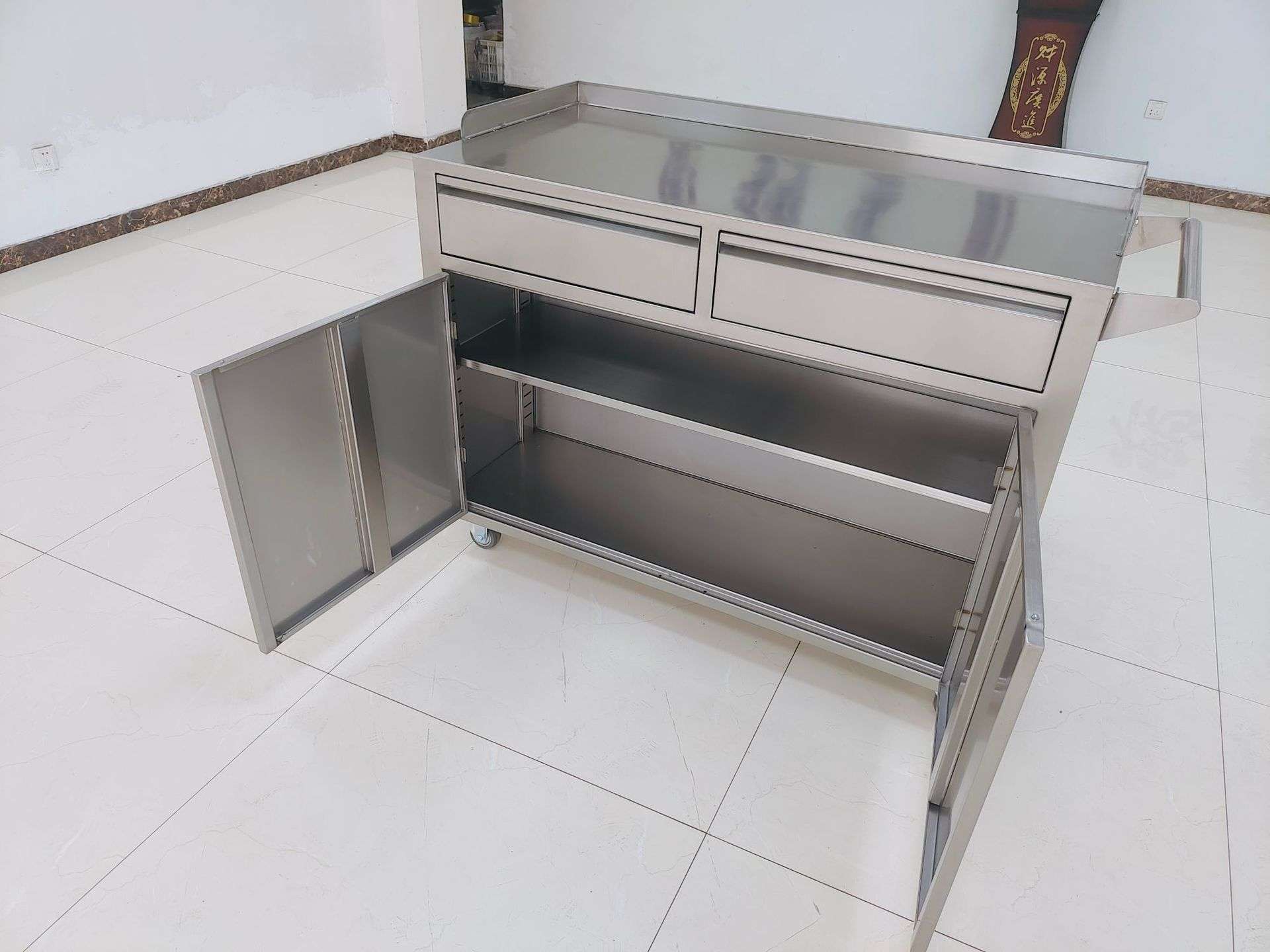 tủ inox y tế 2 cửa 2 ngăn kéo 1200x600x930mm 28