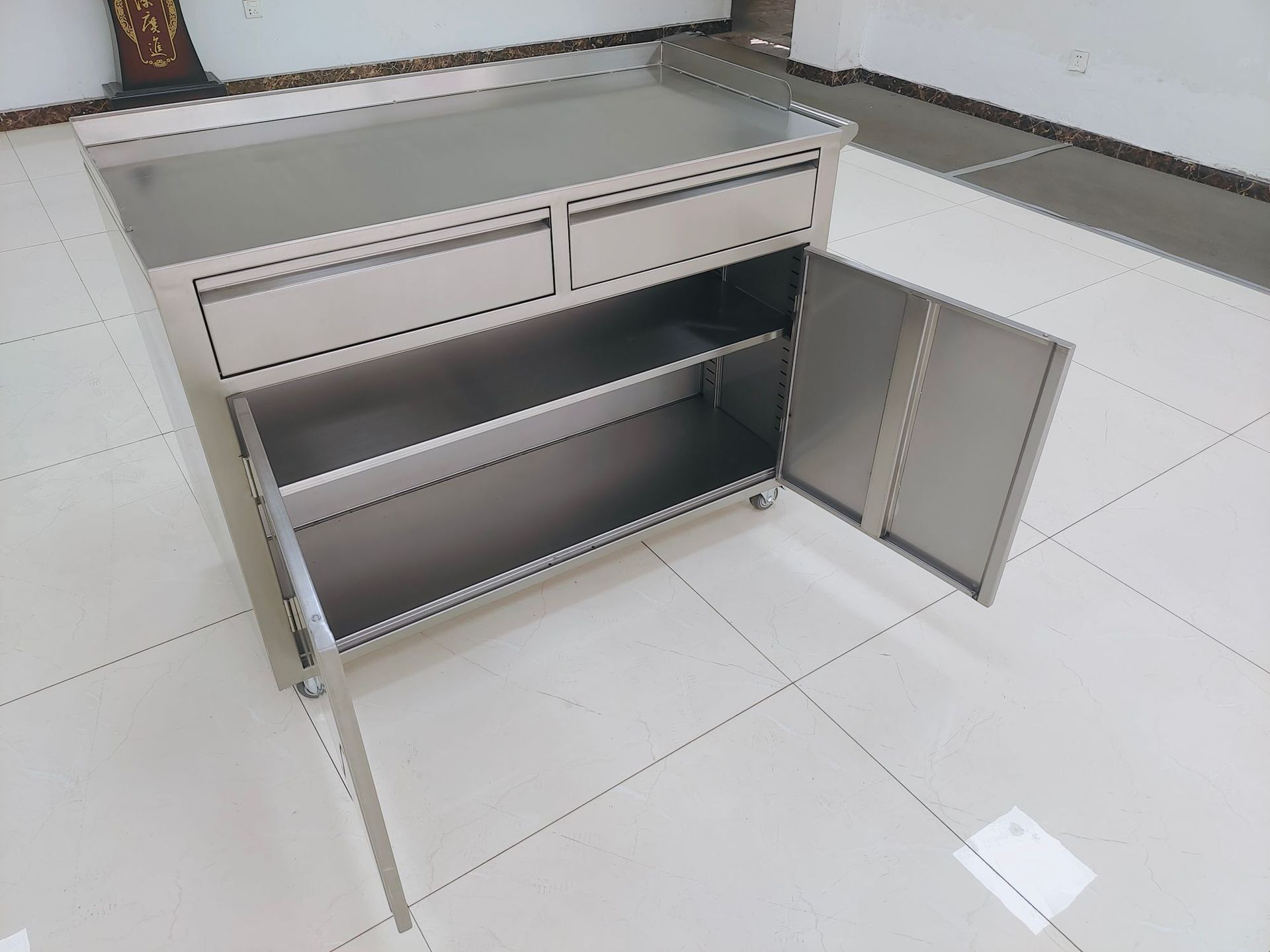 tủ inox y tế 2 cửa 2 ngăn kéo 1200x600x930mm 21