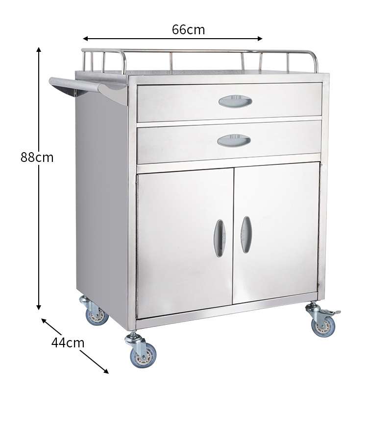 Xe đẩy thuốc inox 2 cửa 2 ngăn kéo