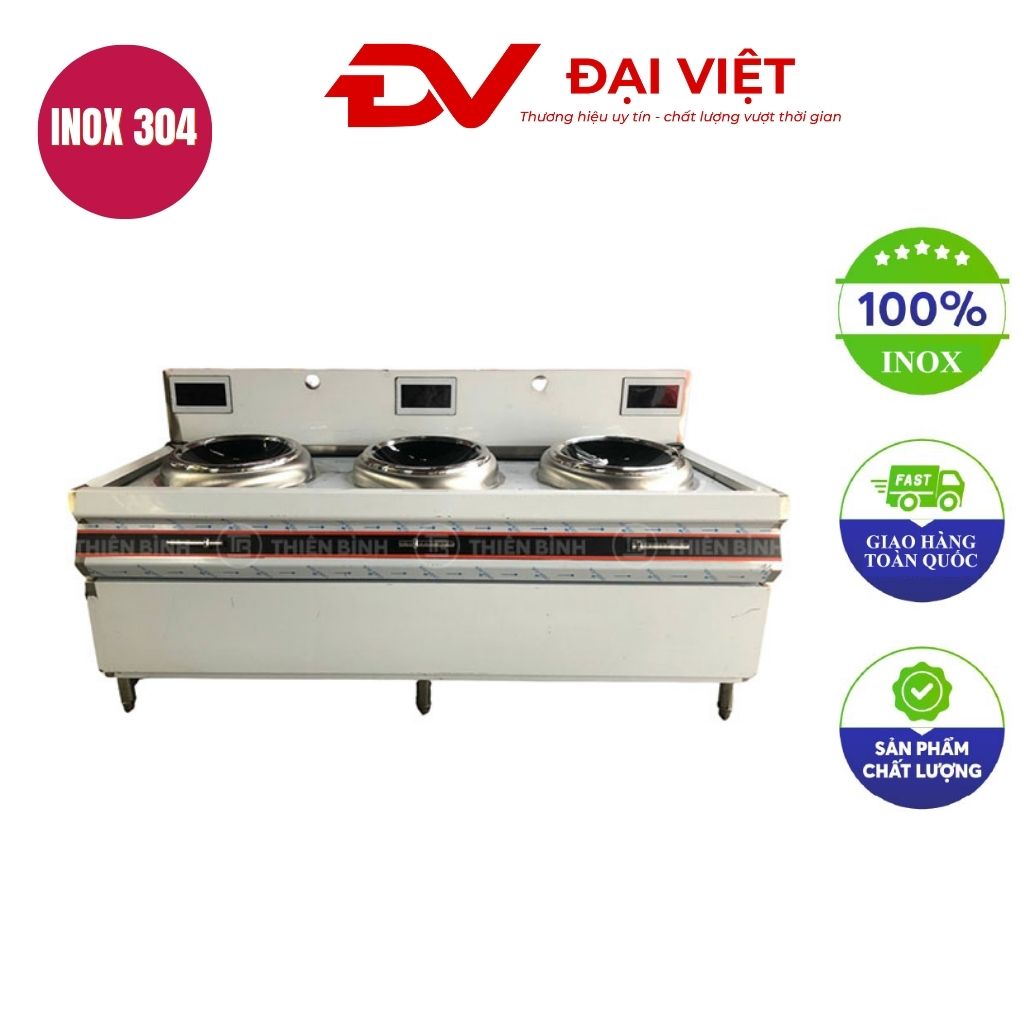 Bếp từ công nghiệp 3 họng 15kw mặt lõm không bầu nước