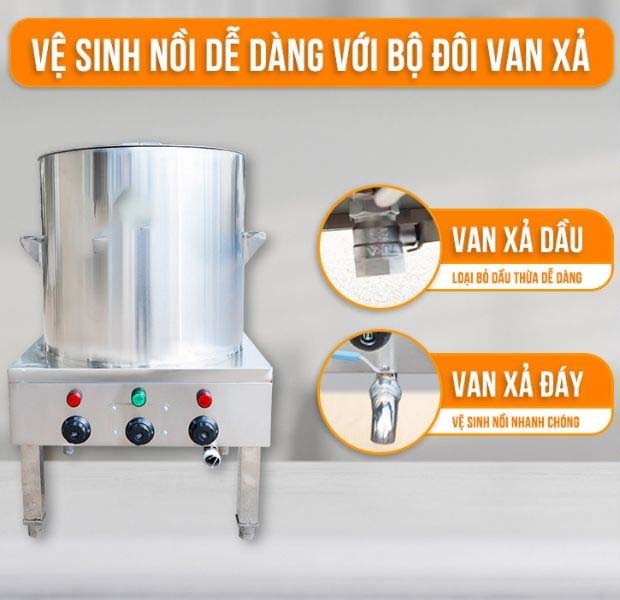 Nồi điện nấu hủ tiếu với van xả đáy dể dàng