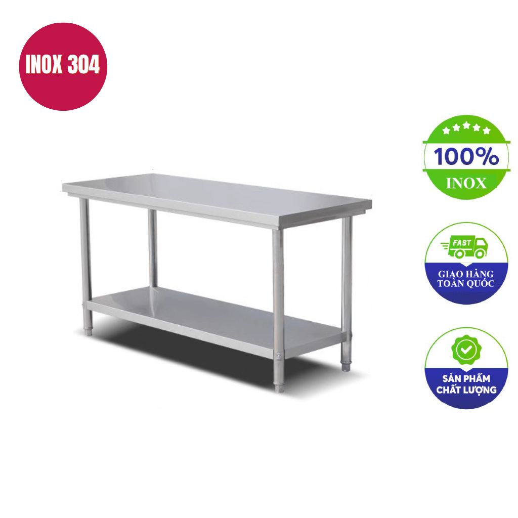 bàn bếp inox 2 tầng 100x60x85cm