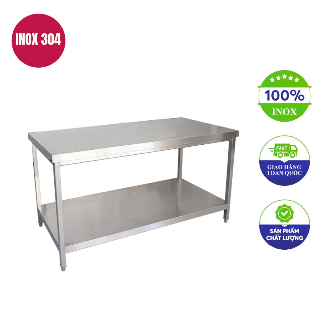 bàn sơ chế inox 2 tầng 80x60x80cm