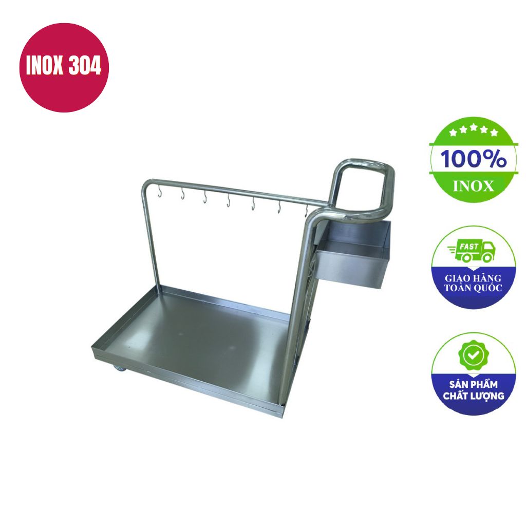 xe đẩy inox 1 tầng 900x570x950mm xe đẩy inox 1 tầng 900x570x950mm