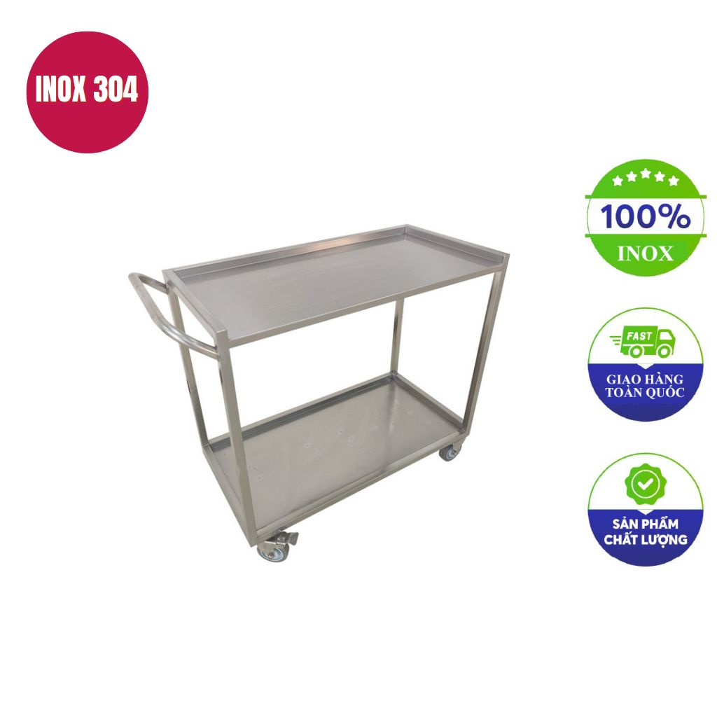 xe đẩy thức ăn inox 2 tầng 920x460x900mm xe đẩy thức ăn inox 2 tầng 920x460x900mm