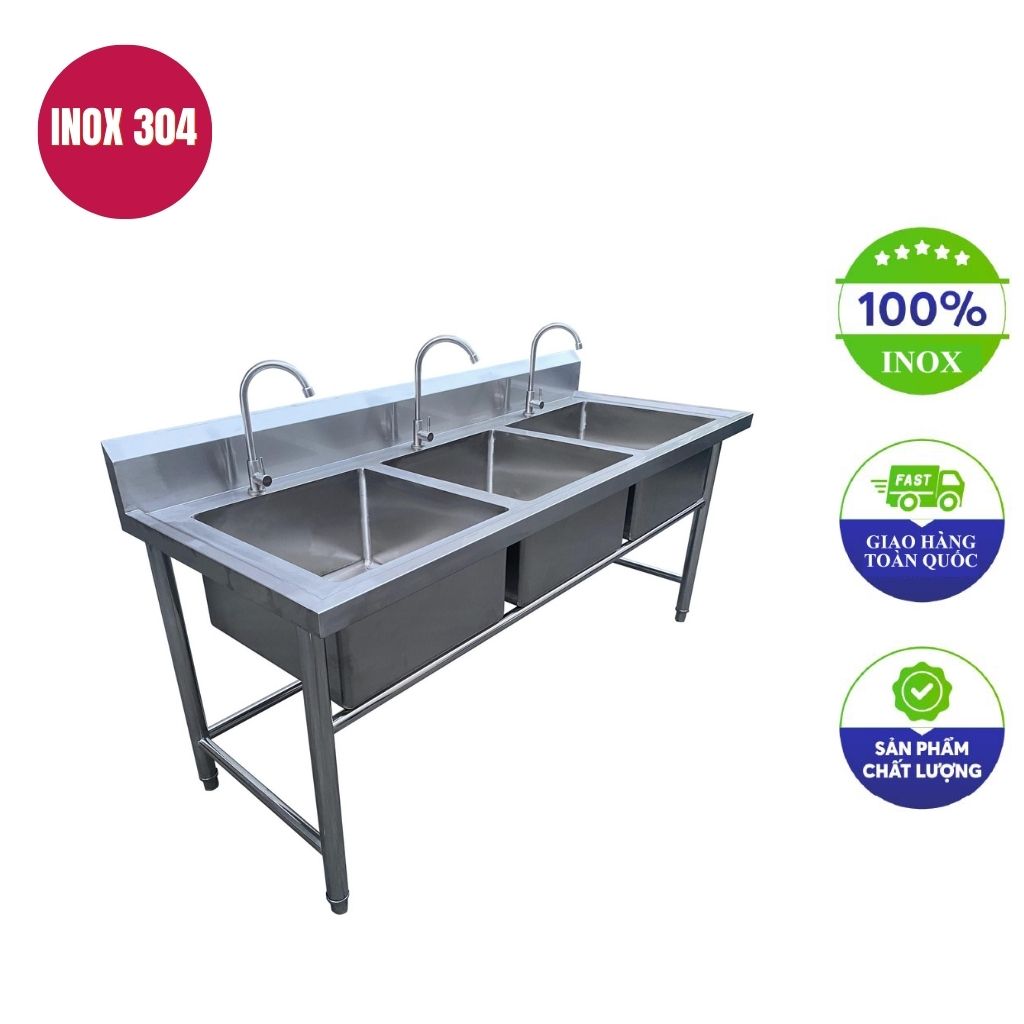 Chậu rửa công nghiệp 3 hố