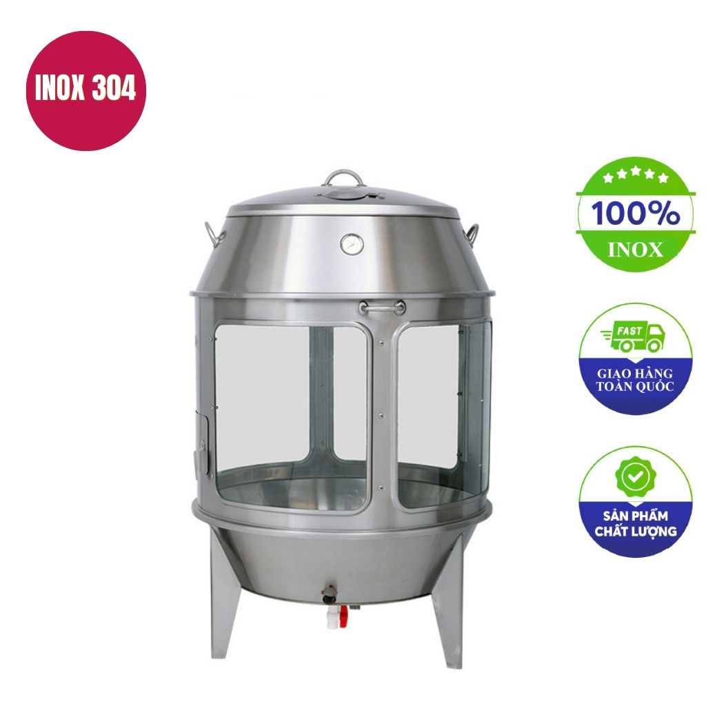 Lò quay vịt inox có kính bằng gas 80