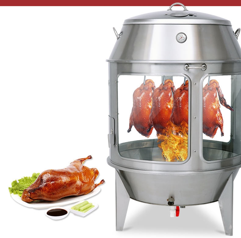 Lò quay vịt inox có kính bằng gas này có Ống xả tràn sẽ được sử dụng để xả riêng lượng dầu mỡ hứng từ máng phía trên