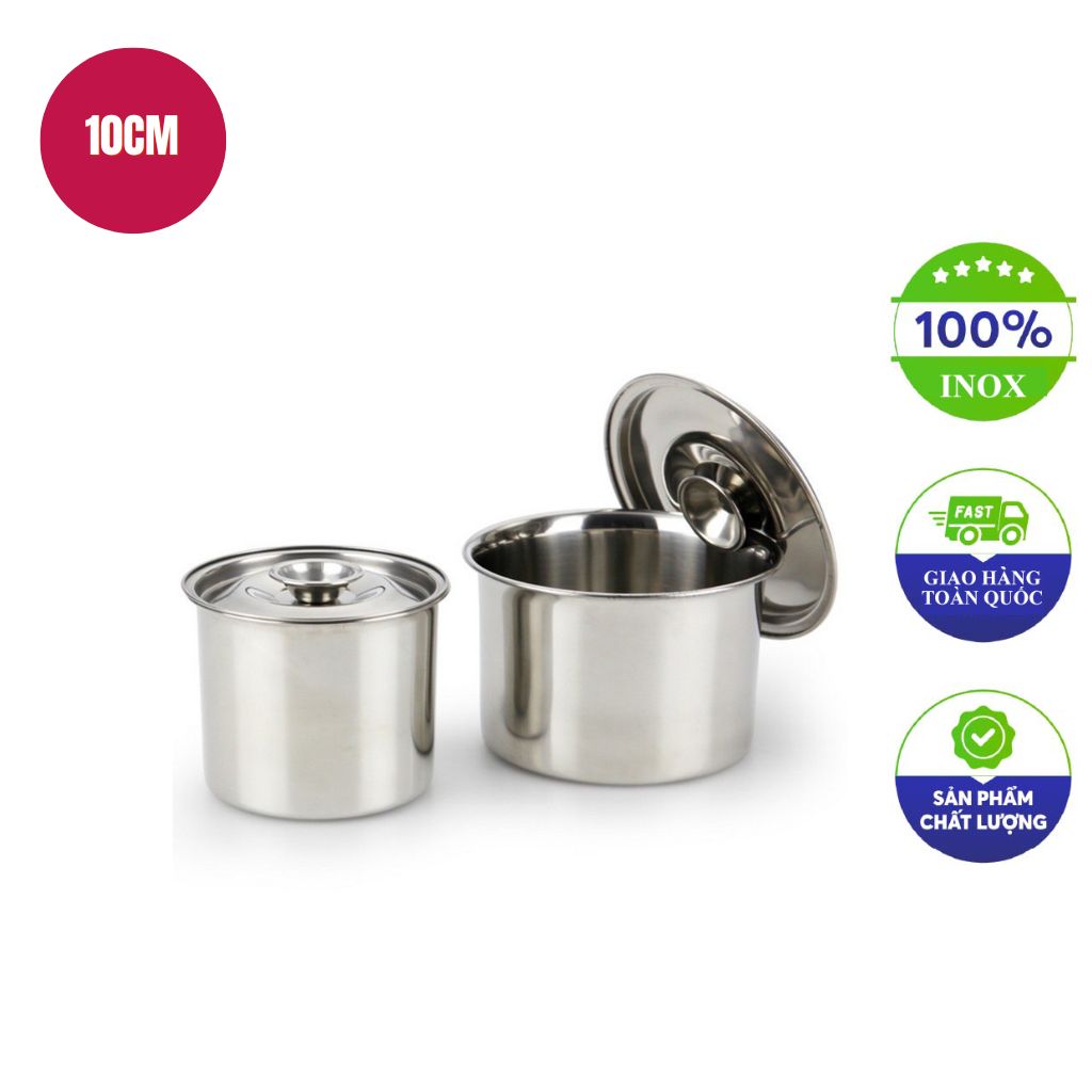 Thố inox tròn có nắp 10cm