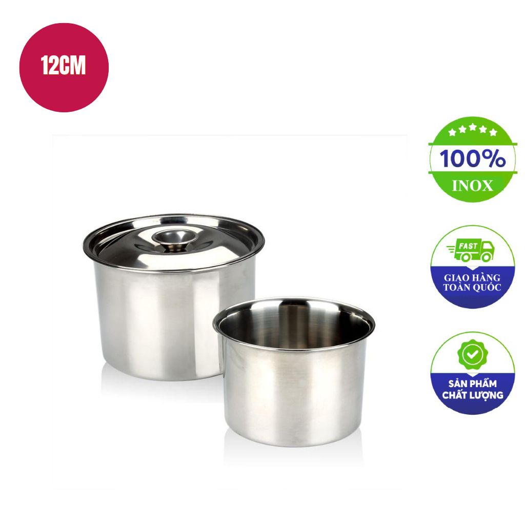 Thố inox tròn có nắp 12cm