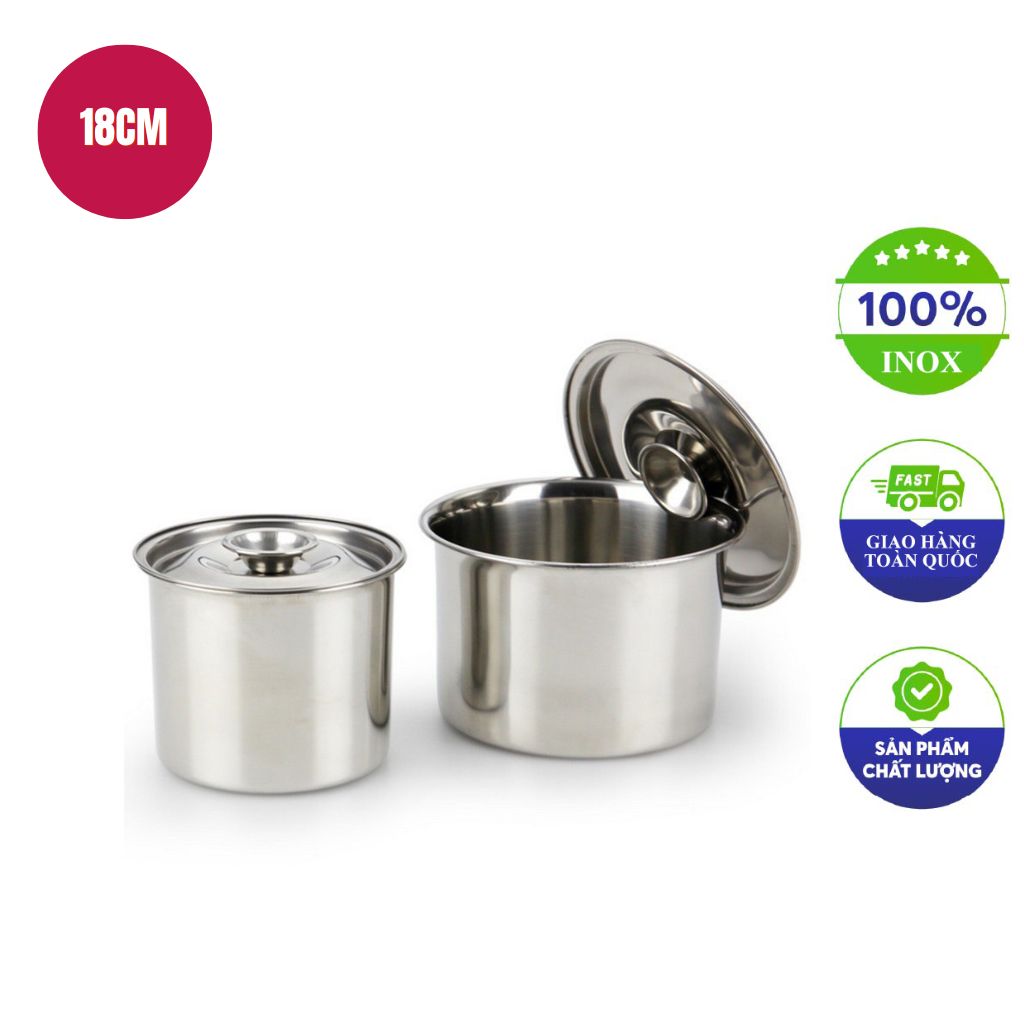 Thố inox tròn có nắp 18cm