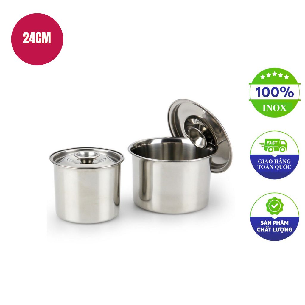 Thố inox tròn có nắp 24cm