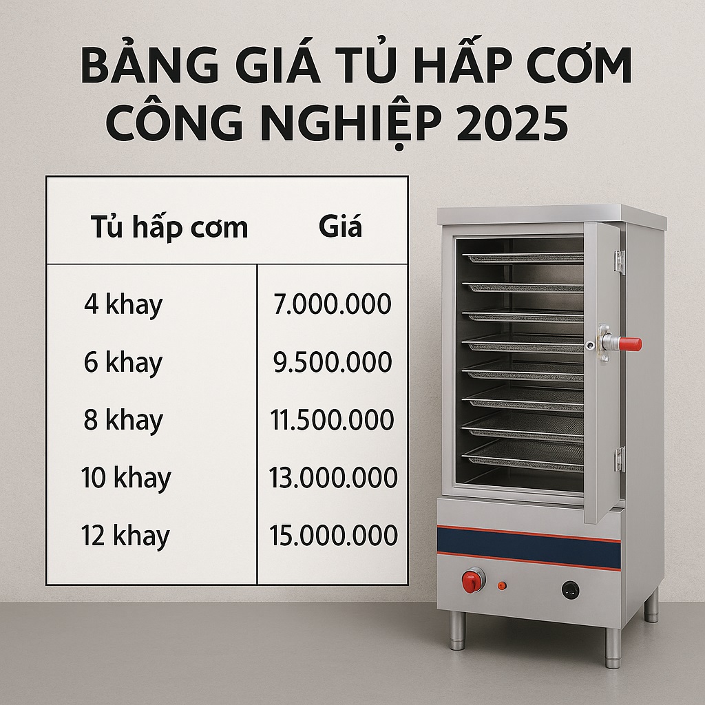 Bảng giá tủ hấp cơm công nghiệp 2025 Bảng giá tủ hấp cơm công nghiệp 2025