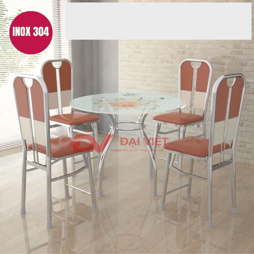 Bo ban kinh chan inox 6 ghe GC07