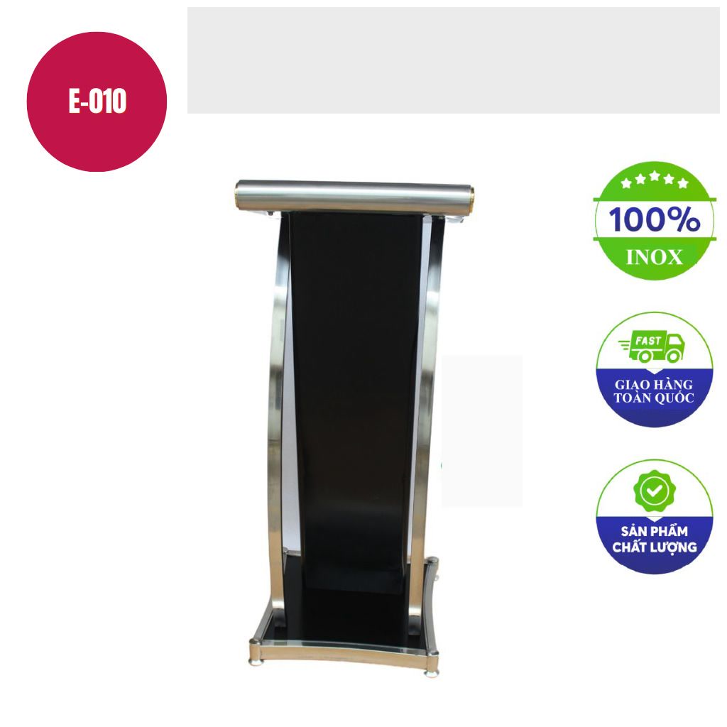 Buc phat bieu kieu My den khung inox trang E 010