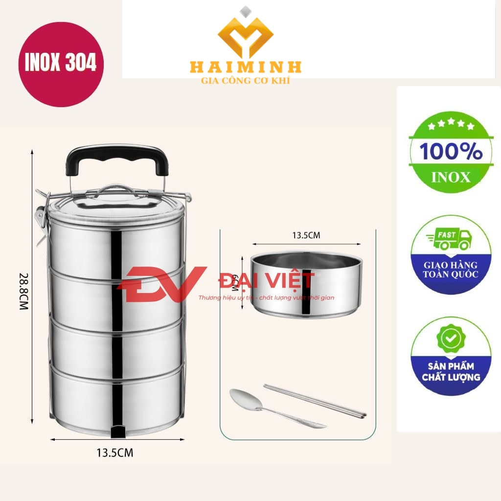 Camen Inox giu nhiet 4 ngan 14x28cm