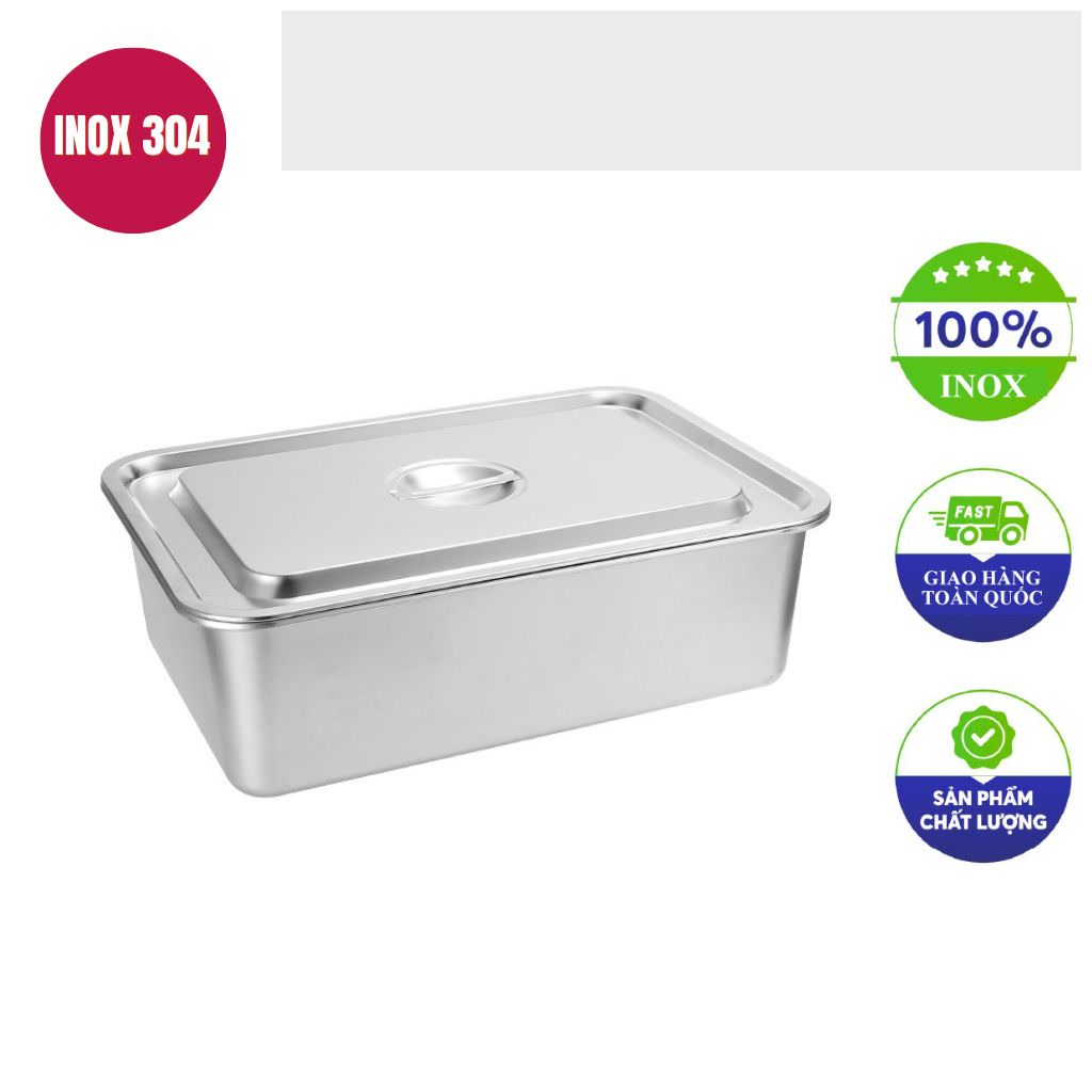 Khay inox chu nhat 27x20x15cm
