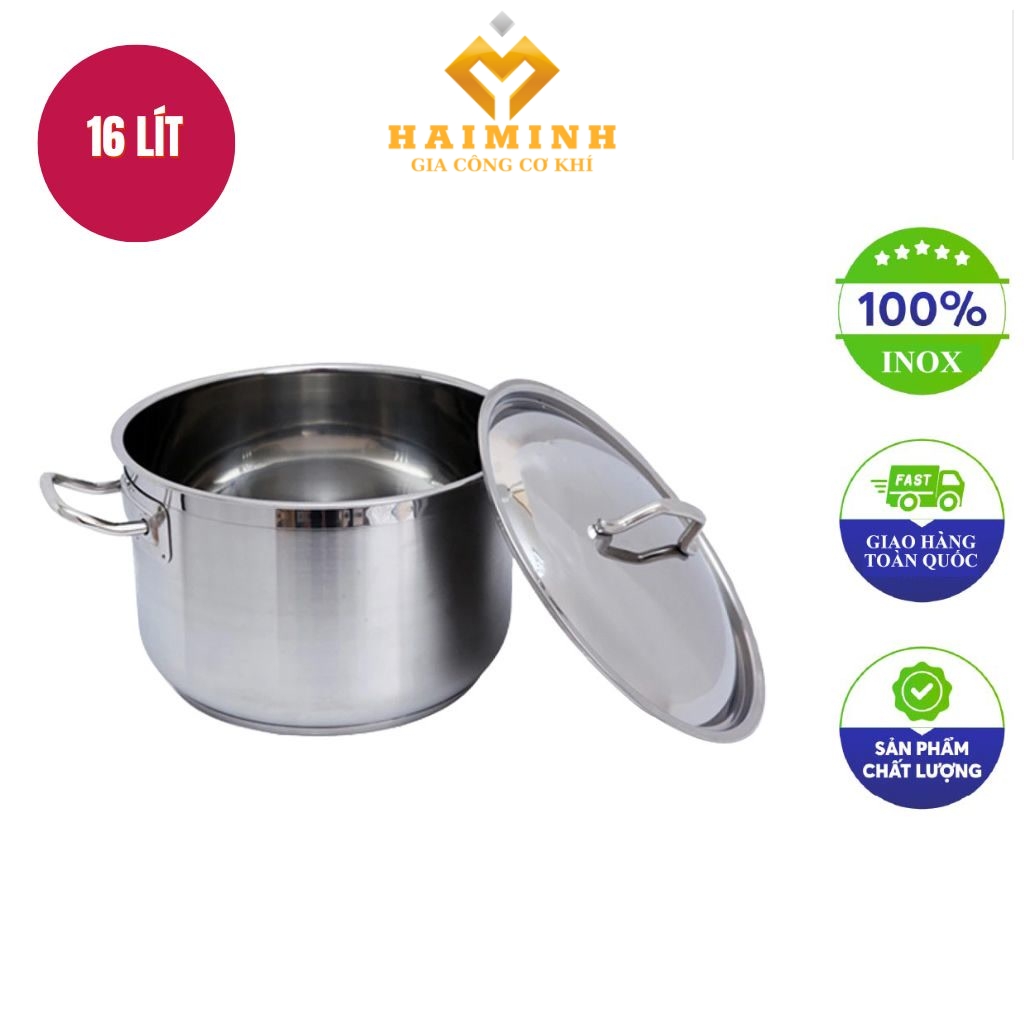 Noi inox than thap 2 lop day 16L 30x21cm