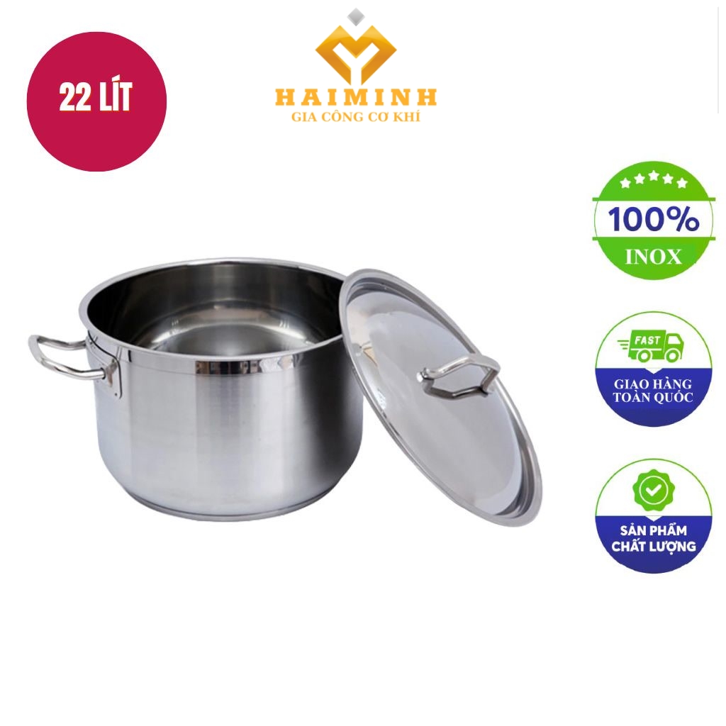 Noi inox than thap 2 lop day 22L 35x23cm