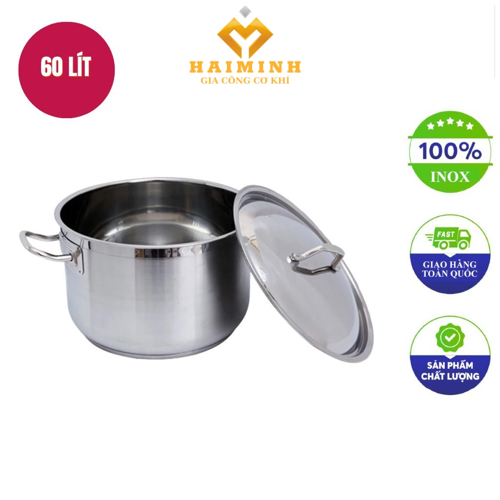 Noi inox than thap 2 lop day 60L 50x29cm