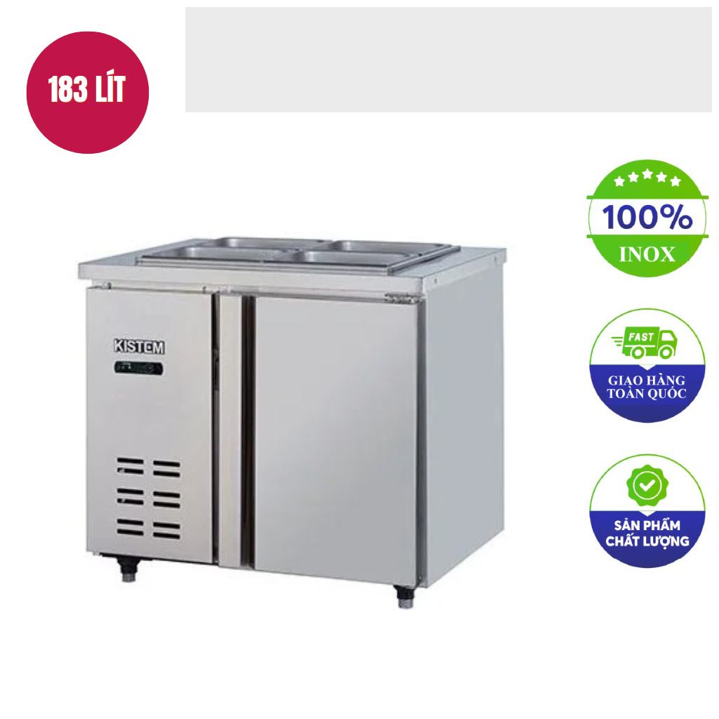Tu ban khay lanh 900mm Ban Salad 4 khay