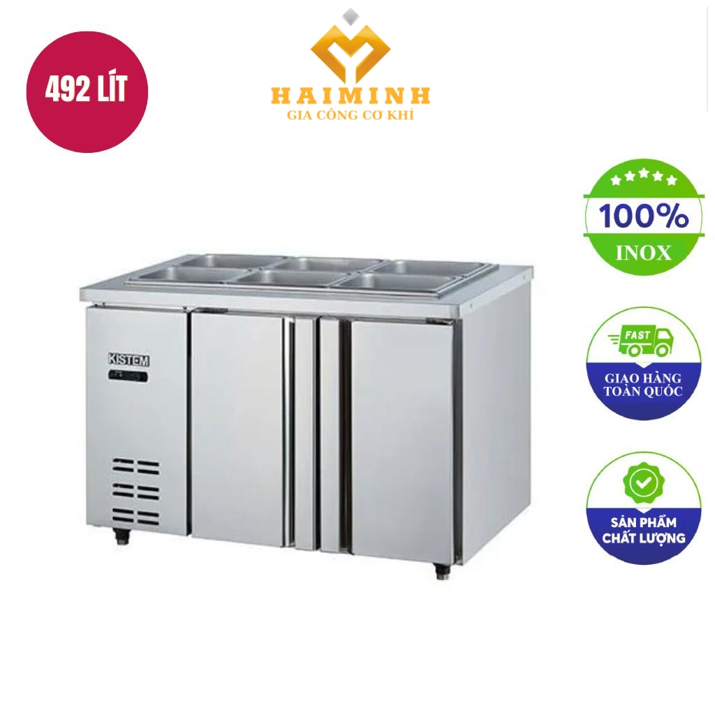 Tu ban mat 2 canh inox dai 1m8 lam lanh truc tiep