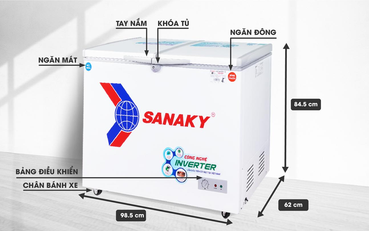 Tủ Đông Mát Sanaky VH-2599W3 inverter 2 ngăn dàn Đồng 250 lít