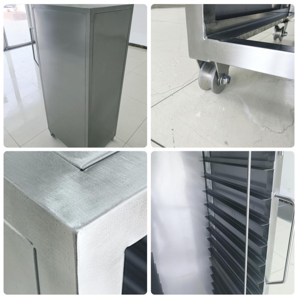 Ảnh chi tiết thông số kỹ thuật xe đẩy khay inox 15 tầng biểu đồ kích thước và cấu tạo bánh xe