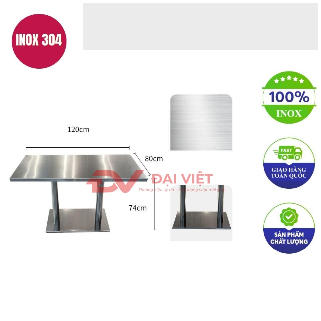 ban inox chu nhat 120x80x74cm