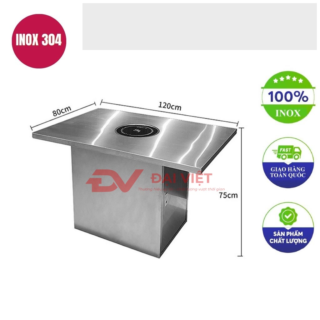 ban inox chu nhat 120x80x75cm