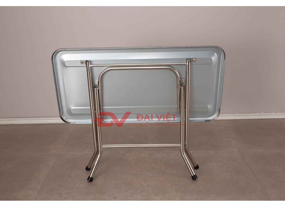 Bàn inox chữ nhật 1m2 chịu lực tốt trong môi trường nhà hàng và công nghiệp nhẹ