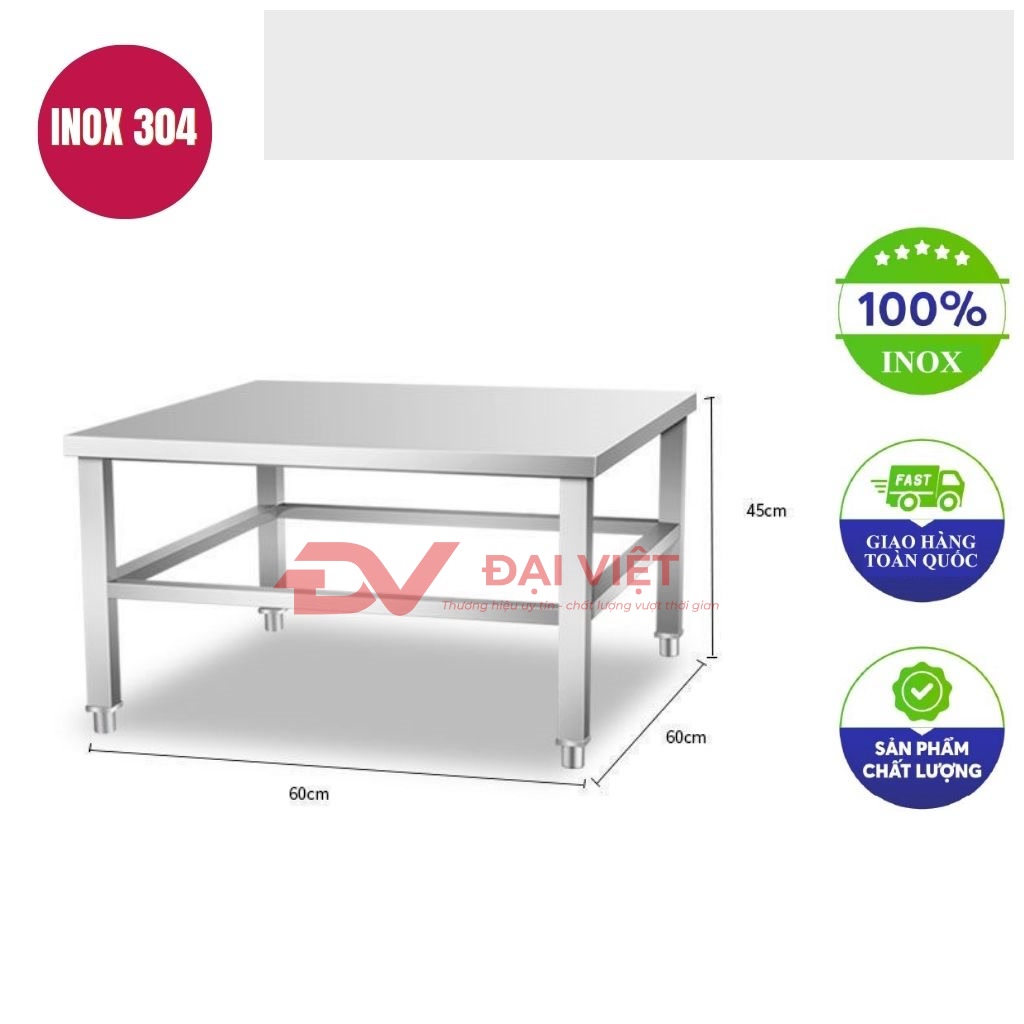 ban inox chu nhat 60x60x45cm
